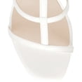 thumbnail image 3 of FSJ Women Double Buckle Open Square Toe Sandals Cross Strap Gemstone Mid Chunky Heels Fashion Work Evening Date Shoes Size 8 White, 3 of 3