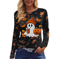 thumbnail image 5 of Women Plus Size Halloween Shirt Pumpkin Cute Ghost Graphic Casual Blouse Trendy Halloween Costumes, 5 of 6