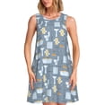 thumbnail image 1 of Fotbe Blue Bathroom Vestido de Verano sin Mangas para Mujer – Vestido Midi Línea A, Estilo Camiseta Floral, Vestido Playero Casual y Fluido, 1 of 7