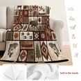 thumbnail image 5 of Country Patch Plaid Blanket Soft Cozy Warm Throw Blanket for Couch, Plush Fuzzy Flannel Fleece Blankets for Sofa, Brown Farmhouse Retro Bear Deer Cabin Bed Blankets Lightweight Gifts for Men, 40"x50", 5 of 9