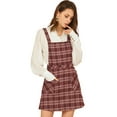 thumbnail image 1 of INSPIRE CHIC Women's Plaid Button Decor A-Line Pinafore Overall Dress, 1 of 7