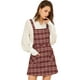 thumbnail image 1 of Vestido Con Botones De Tartán De Cuadros Escoceses Para Mujer Borgoña XL, 1 of 7