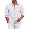thumbnail image 2 of IAJDKMEK Men's Long Sleeve Button Down Shirt - Loose Collared Casual Top, Relaxed Shirts for Men with Classic Button Front, Soft Mens Casual Shirts for Smart Events,White XL, 2 of 7
