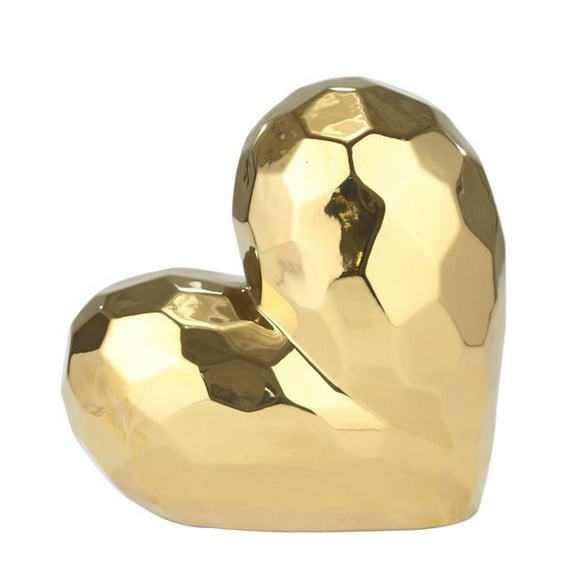 7.75 in. Ceramic Heart Decor, Gold