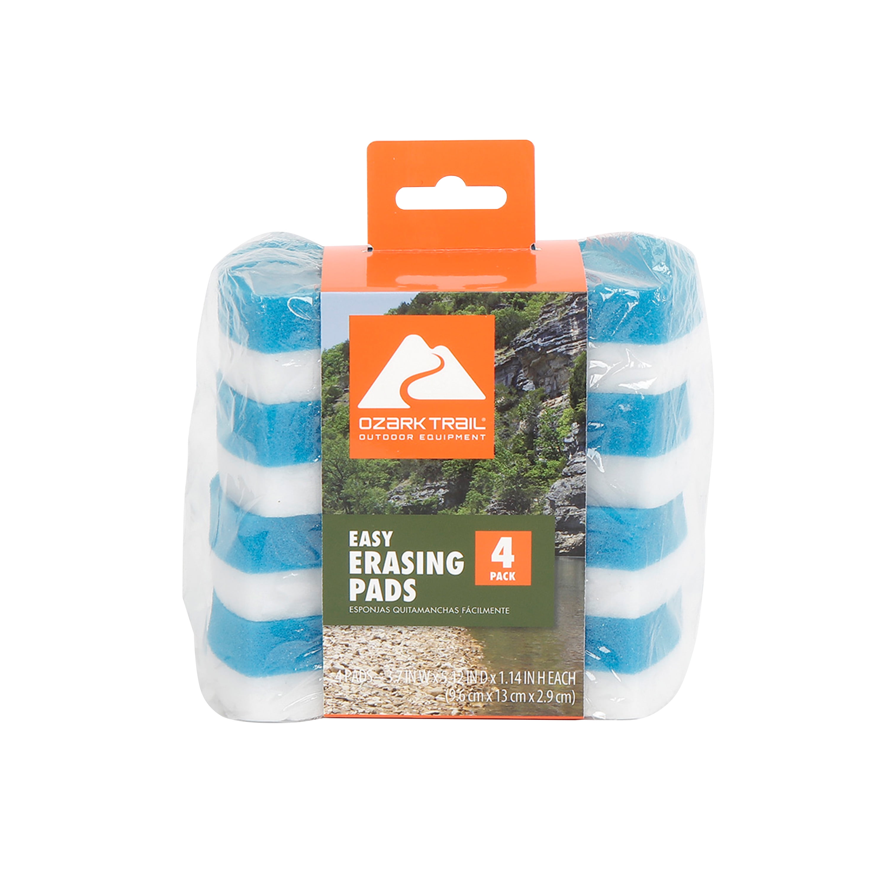 Ozark Trail Easy Erasing Multi-Surface Sponge Pads, Dual Melamine Foam and Sponge, 8-Pack