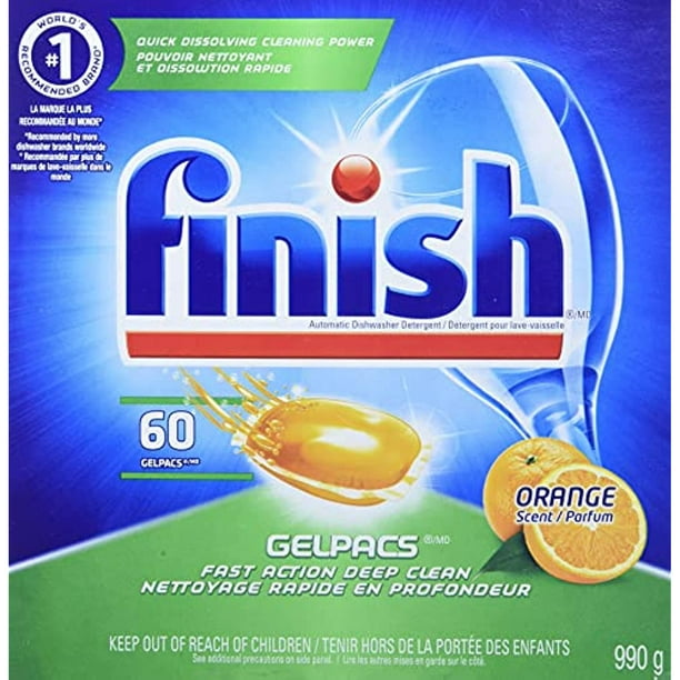 Finish All In 1 Gelpacs Dishwasher Detergent, Orange 54 Ea