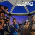 thumbnail image 3 of SANOPY 12'x12' Pop up Gazebo with Starry Sky Covered Gazebo 6-Sided Mosquito Netting and Sidewalls Pop up Screen Gazebo Tent Camping Gazebo Instant Shelter for Deck and Lawns, Brown, 3 of 11