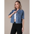 thumbnail image 2 of DARING DIVA Women's Short Sleeve Button Down Cropped Denim Jackets S Dark Blue, 2 of 7