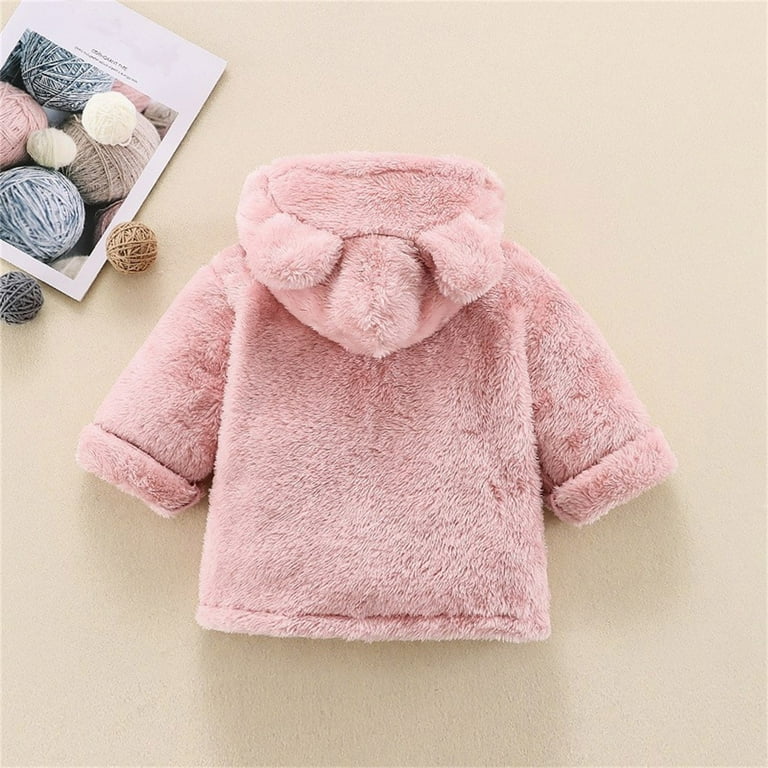 FZM Christmas Kids Coat Winter Jacket Girls Boys Hooded Soild Cartoon Ears Toddler Outwear Windproof Warm Girls Coat Jacket