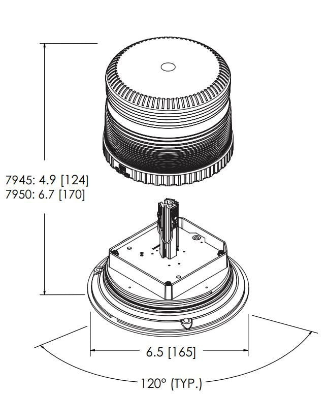 LED BEACON: PULSE II, 12-48VDC, PULSE8 FLASH, AMBER VACUUM MOUNT
