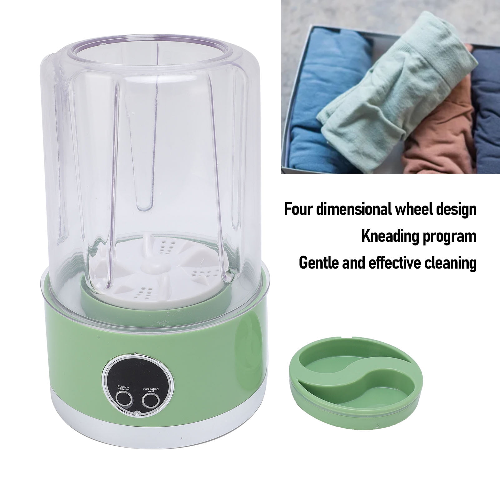 BIMZUC Portable Underwear Washing Machine Cordless Rechargeable Automatic Mini Washer for Socks and Towels Green 8.27x5.51x5.12 inches / 21.0x14.0x13.0 cm