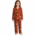 thumbnail image 4 of XAOFW Halloween Girls Pajamas Sets Long Sleeve Lapel Cartoon Print Shirts And Pants Two Piece Sleepwear Loungewear Sets Comfortable Nightwear 3-4 Years, 4 of 4