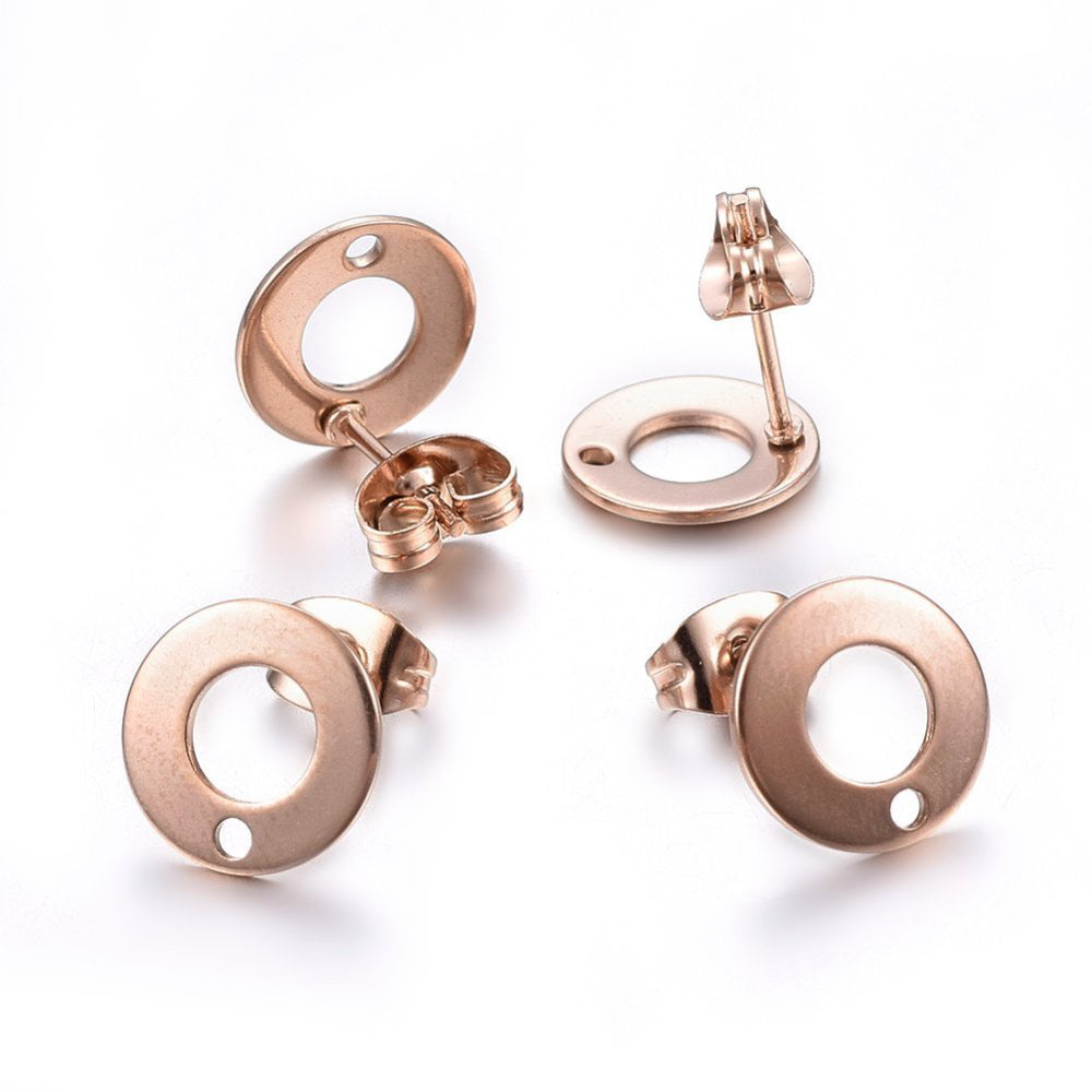 Stainless Steel Gold Plated Earring Hoop Findings with Loop