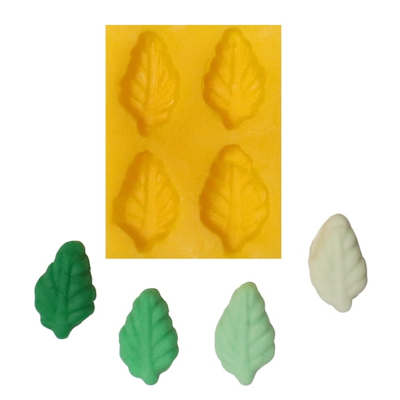 EDELAINE'S Leaf 4 Cavity Silicone Molds for Cream Cheese Mints , Chocolate