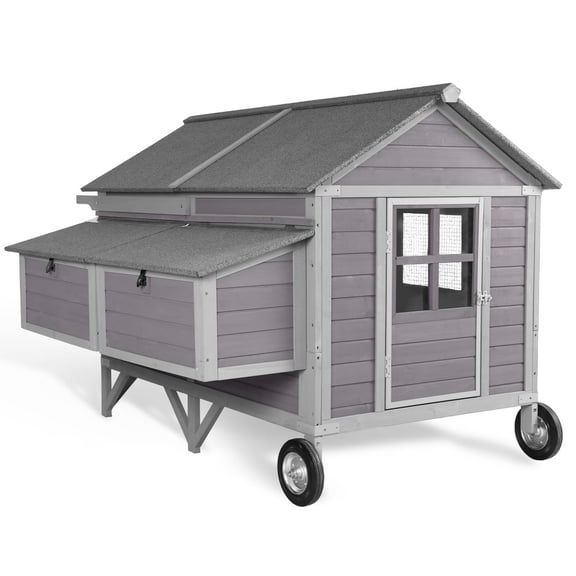 BUTINGLALE Chicken Coop with Super Large Wheels for 4-6 Chickens Mobile Duck House 68.1" L with Four Nesting Boxes, Four Perches, Easy to Move