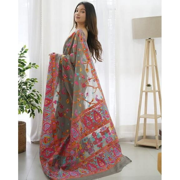 Floral Woven Design Pashmina Jamdani Saree