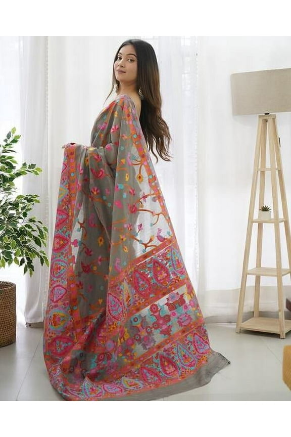Floral Woven Design Pashmina Jamdani Saree