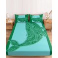 thumbnail image 2 of Twin Sze Fitted Sheet Set - Turquoise Blue Whale 2 Piece Bedding Sets 16" Deep Pocket Fitted Sheet with 1 Pillowcase, Summer Beach Coastal Modern Art Brushed Microfiber Hotel Luxury Bed Sheets, 2 of 9