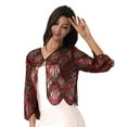 thumbnail image 2 of Miutii Women Sequin 1920s Hollow Lace Bolero Cardigan Summer Cropped Jacket Shrug for Dresses Red One Size, 2 of 9