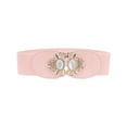thumbnail image 1 of Cinturones elásticos INSPIRE CHIC de 2.36" de ancho, de cuero sintético con cuentas de ópalo y incrustaciones de strass, cinturón ajustable elástico para vestido de 66 cm/26" en color rosa, 1 of 5