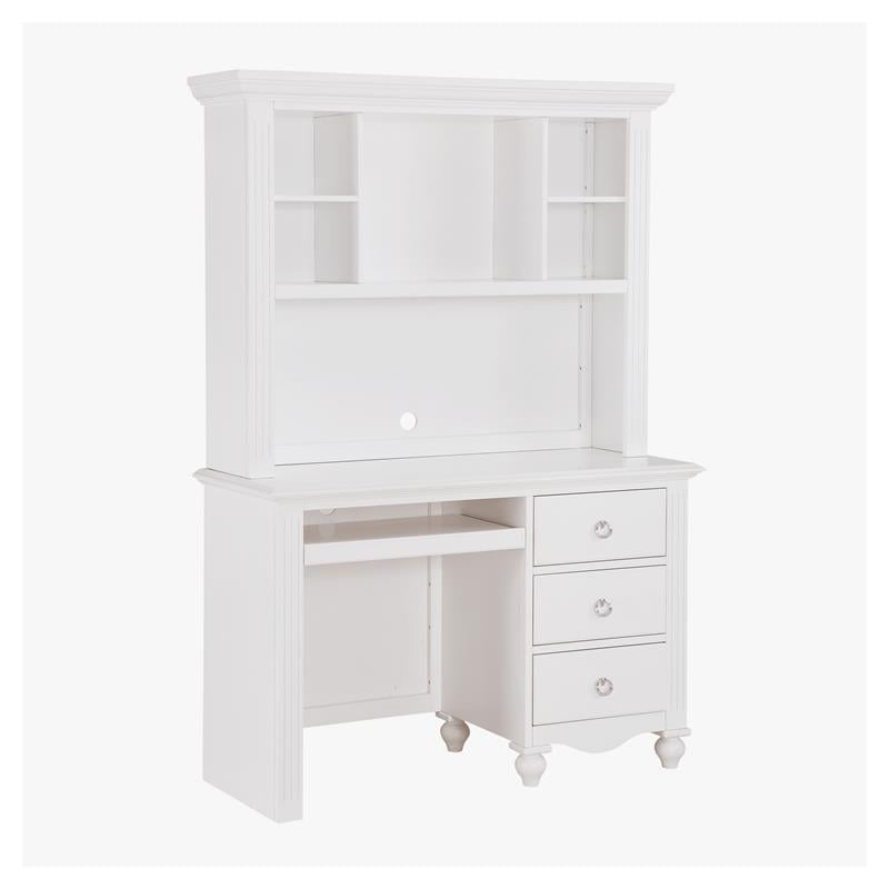 Pemberly Row 48" Traditional Wood Writing Desk with Hutch in White