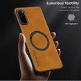 thumbnail image 3 of Allyetch Magnetic Back Case Cover for Samsung Galaxy S21 FE, Slim Fit Back Cover PU Leather TPU Bumper Anti-Scratch Compatible with Car Mount Shockproof Phone Case for Galaxy S21 FE, Brown, 3 of 10