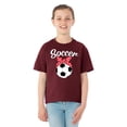 thumbnail image 2 of Wild Bobby, Cute Soccer Ribbon Soccer Ball Gift Sports Girls Graphic Youth T-Shirt, Maroon, Large, 2 of 3