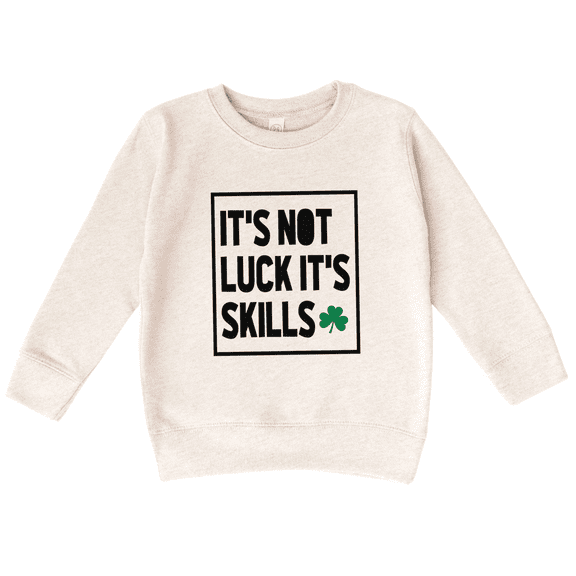 Bump and Beyond Designs Kids St. Patrick's Day Sweatshirt, It's Not Luck It's Skills (Natural 4T)