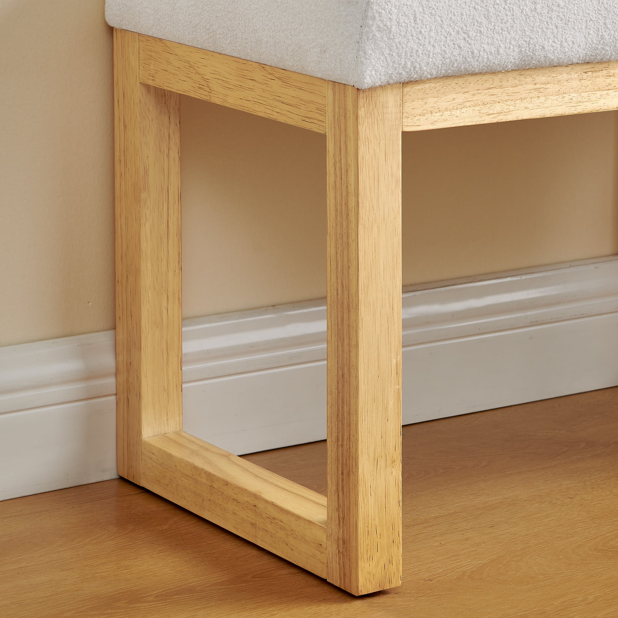 Bench, Entryway Bench, Shoe Storage Stool with Solid Wood Frame, Soft Loop Yarn Cushion and Modern Design, for Hallway Mudroom, Beige