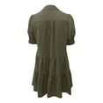 thumbnail image 4 of Njagoc3 Womens Casual Loungewear Soft Cotton-Blend Solid Color Ruched V-Neck Short Sleeve Puff Sleeve Dress, 4 of 6