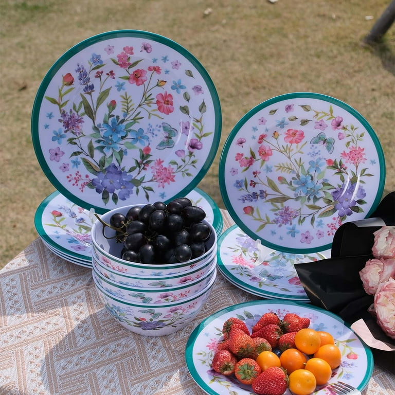 Zayton 12-Piece Floral Melamine Dinnerware Set for 4 photo 5