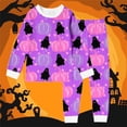 thumbnail image 2 of Tfken Halloween Nightwear Pajama Sets Girls Sleepwear 2 Piece Party Festival Pumpkin Print Pajamas Tops With Pants Set Homewear Long Sleeve Autumn Teen Soft Loungewear Outfit Size 6-7 Years Purple, 2 of 3
