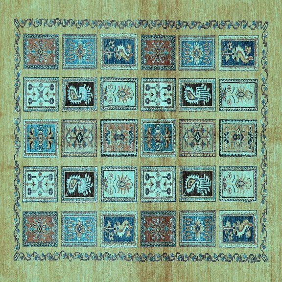 Ahgly Company Indoor Square Abstract Light Blue Modern Area Rugs, 8' Square