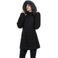thumbnail image 3 of Wantdo Women's Recycled Puffer Jacket Warm Winter Coat Mid-Length Winter Parka with Removable Hood Black M, 3 of 7