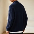 thumbnail image 4 of Kukoosong Men's Stand Collar Full Zip Cable Knit Cardigan, Solid Color Long Sleeve Sweater Jacket with Ribbed Cuffs, Relaxed Fit Warm Outerwear for Fall Winter Daily Wear, 4 of 7