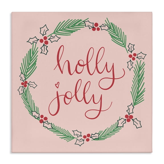 Stupell Industries Cottage Minimal Holly Jolly Wreath Canvas Art, 17 x 17, by Sazerelli Designs