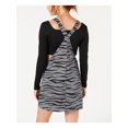 thumbnail image 2 of MATERIAL GIRL $60 Gray Animal Print Overalls Mini A-Line Dress M Juniors B+B, 2 of 4