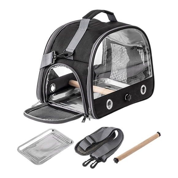 Sac à Dos de Voyage Portable pour Oiseaux Petits Animaux Ventilé Polyester Métal Aventure en Plein Air Cage Pliable Rangement Base Étanche Maille Visible