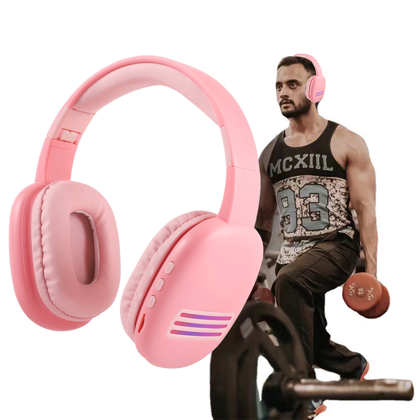 Wireless Headset with Mic for Work, Bluetooth Headset with AI Noise Cancelling Microphone, 65Hrs Working Time Wireless Headset with Microphone for Work from Home/PC/CallCenter/Computer/Laptop(Pink)