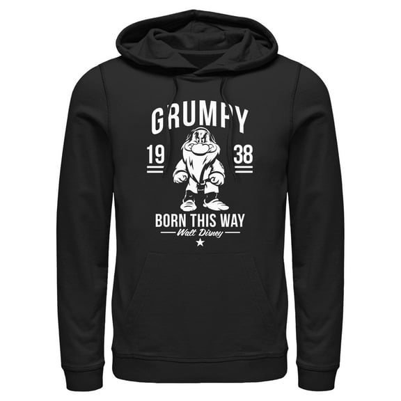 Men's Snow White and the Seven Dwarfs Grumpy Born This Way Pull Over Hoodie Black X Large