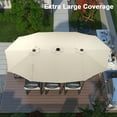 thumbnail image 3 of Ainfox 15ft Large Patio Umbrella with Solar Lights, Double-Sided Outdoor Rectangle Table Umbrellas with Sand Bag Base，Beige, 3 of 9