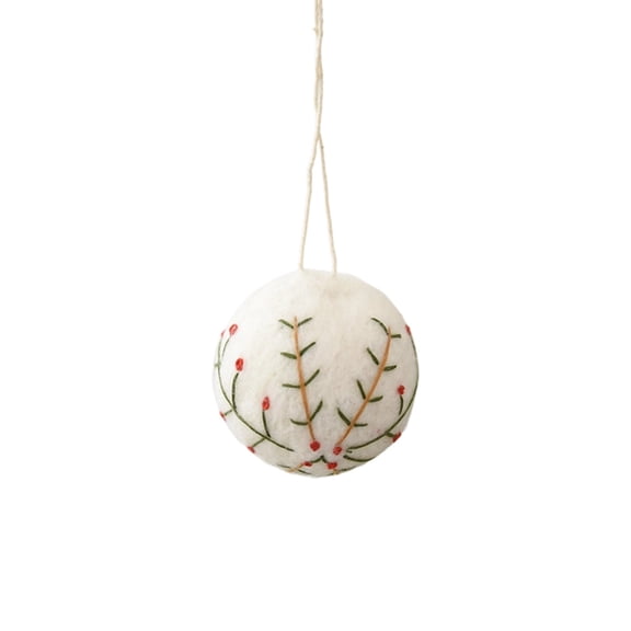 Leodye 1PCS Cotton Christmas Ball Pendant, Hanging Ornament for Xmas Tree and Indoor Holiday Scene Decoration -2.2 Inch