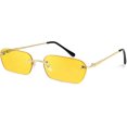 thumbnail image 1 of UBIUO - Gafas de sol retro pequeñas y estrechas sin montura, transparentes, rectangulares, vintage, para mujer y hombre, B2643, 1 of 5
