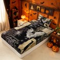 thumbnail image 5 of Erosebridal Gothic Patchwork Twin Sheets, Raven Skull Bedding, Dark Brown Tan, Black Reversible, 3 Pieces, 1 Flat Sheet, 1 Fitted Sheet and 1 Pillowcase, 5 of 6
