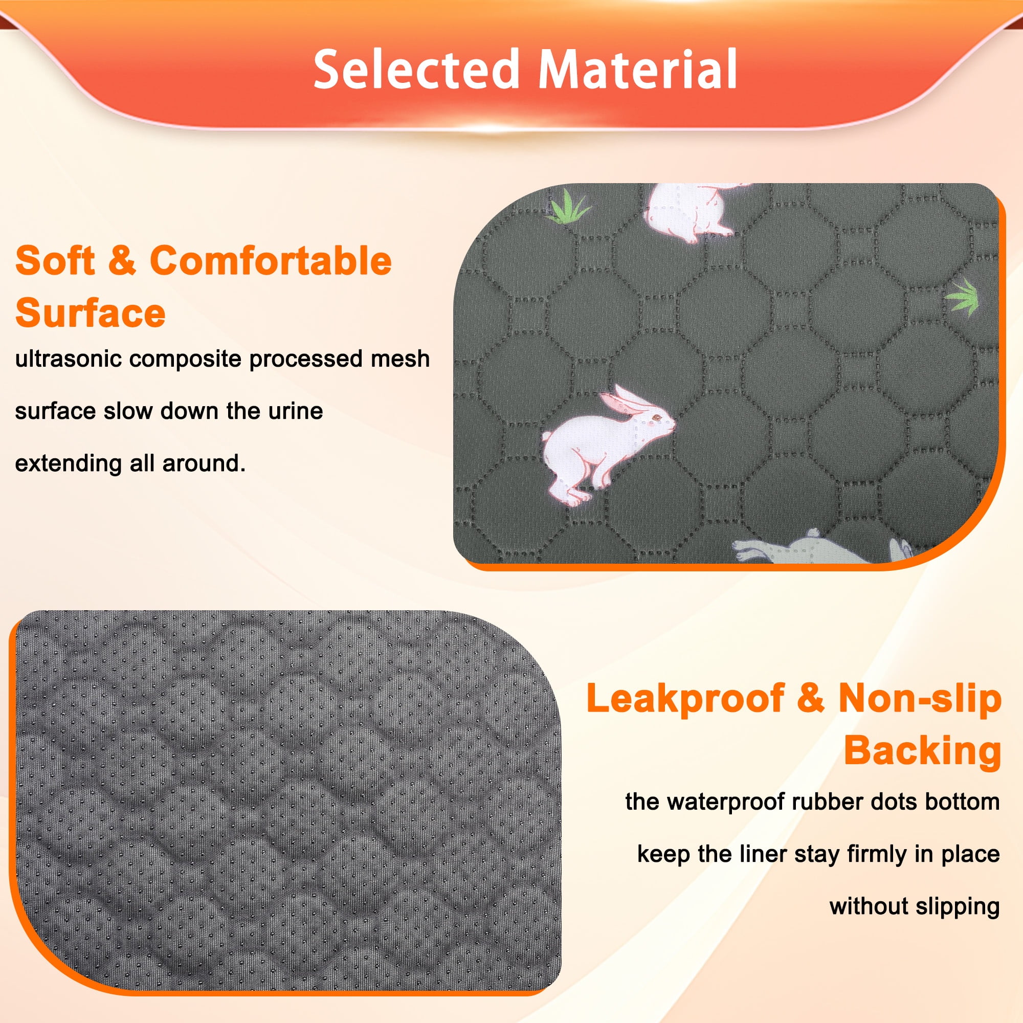 2 Pack Washable Guinea Pig Cage Liners for Midwest and C&C Cages, 56”x 28” Reusable Leakproof and Anti-Slip Guinea Pig Pee Pads, Fleece Liners for Hamster Rabbit