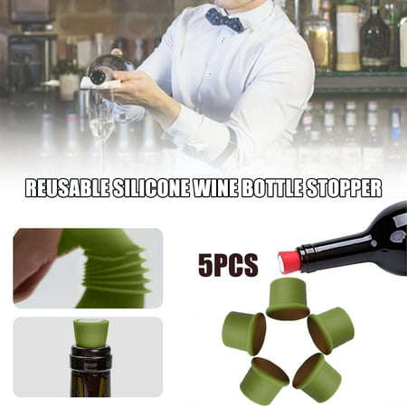 

5Pcs Reusable Silicone Wine Bottle Stopper Beverage Bottle Stopper Wine Stopper Ounabing