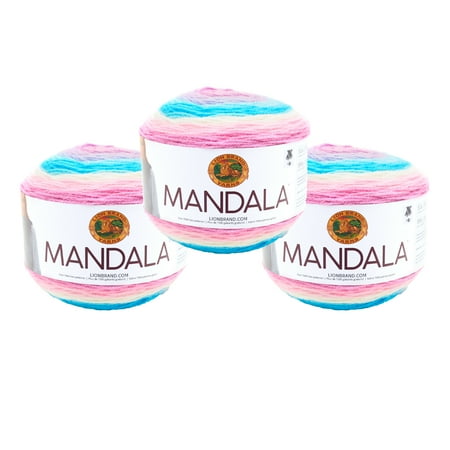 UPC: 0842093116103 | Lion Brand Yarn Mandala Liger Self-Striping Light Acrylic Multi-Color Yarn 3 Pack