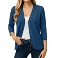 thumbnail image 7 of LNWUY Women's Lightweight Open Front Cardigans Short Sleeve Solid Color Casual Stretch Soft Knit Cardigan Sweaters Blue L, 7 of 7