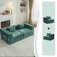 thumbnail image 2 of Hforesty Modular Chenille Fabric Compression and No Assembly Required Convertible Floor Sofa Bed Loveseat, Green, 2 of 10