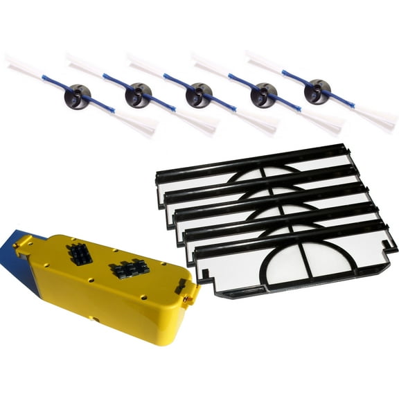 iRobot Roomba Discovery Battery, Side Brush and Filters Replacement - Kit Includes 1 Battery, 5 Side Brushes and 5 Filters
